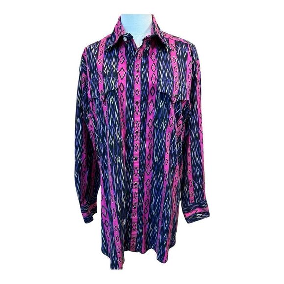 Panhandle Slim Pink and Blue Button Down Shirt - Picture 2 of 15